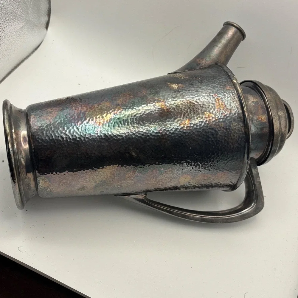 Vintage Reed & Barton #20 Silver Plate Water Pitcher Strainer Lid Hammered‎ 12
